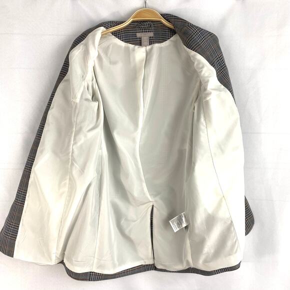 H&M Preppy Clueless Glenn Plaid Blazer Jacket Women XS Gray Officecore Tailored - Picture 8 of 13